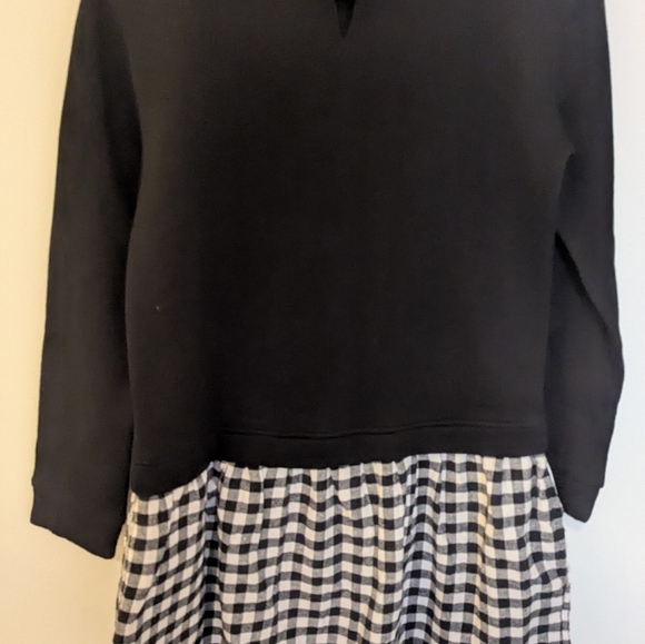 Vineyard Vines Mixed Media Black and white Plaid Sweatshirt Girls Dress - Picture 7 of 10